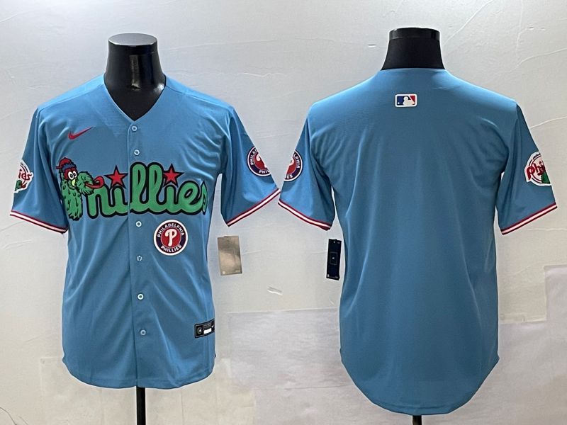 Men Philadelphia Phillies Blank Light Blue three generations Joint Name 2025 Nike MLB Jersey style 3->philadelphia phillies->MLB Jersey